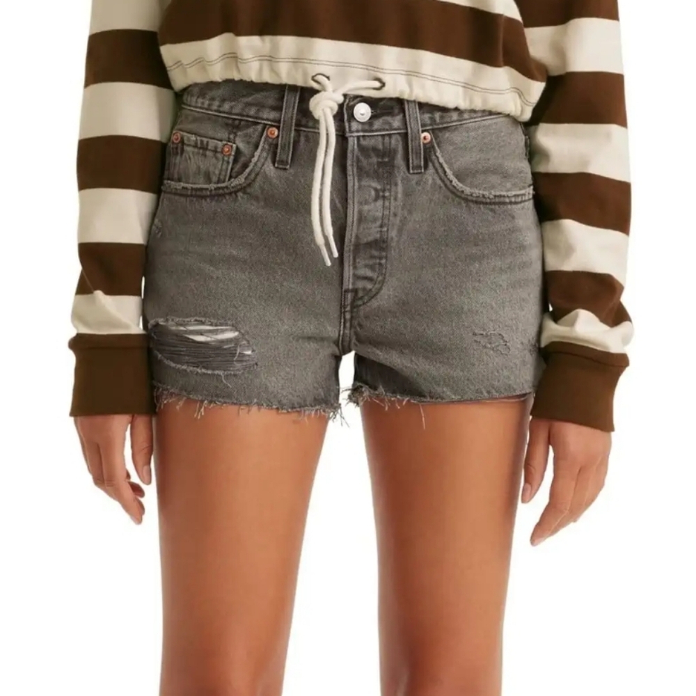 Levi's 501 High Rise Grey Denim Shorts
